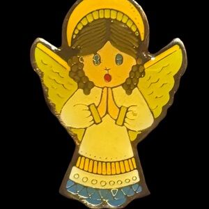 Vintage Enamel Pin 1980s Collectible SWIB Angel Metal City Back Religious